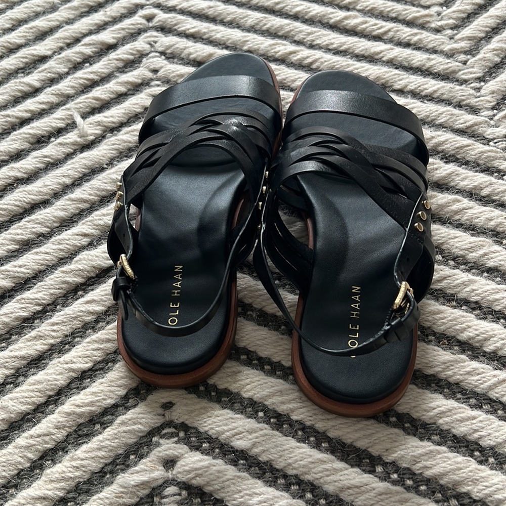 Cole Haan black sandals with gold details - Picture 3 of 9